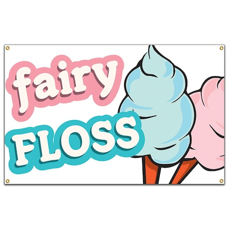 Signmission Fairy Floss Banner Heavy Duty 13 Oz Vinyl with Grommets Single Sided B-60 Fairy Floss